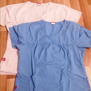 Two Dickies smocked scrub tops